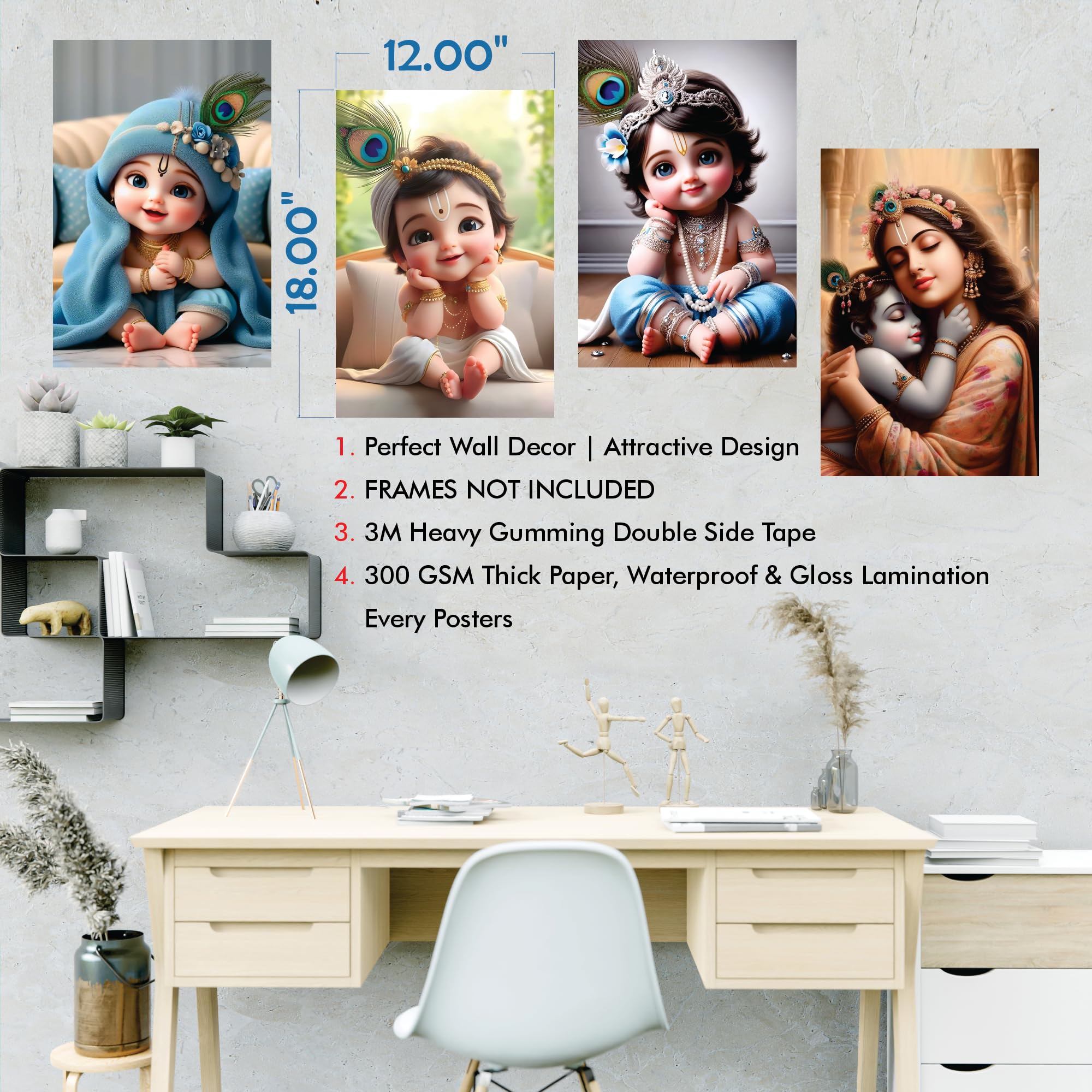 Mehta Craft Bal Krishna Poster For Pregnant Women | God Posters For Room Decorations, Posters For Bedroom, Mandir Room Wall Post